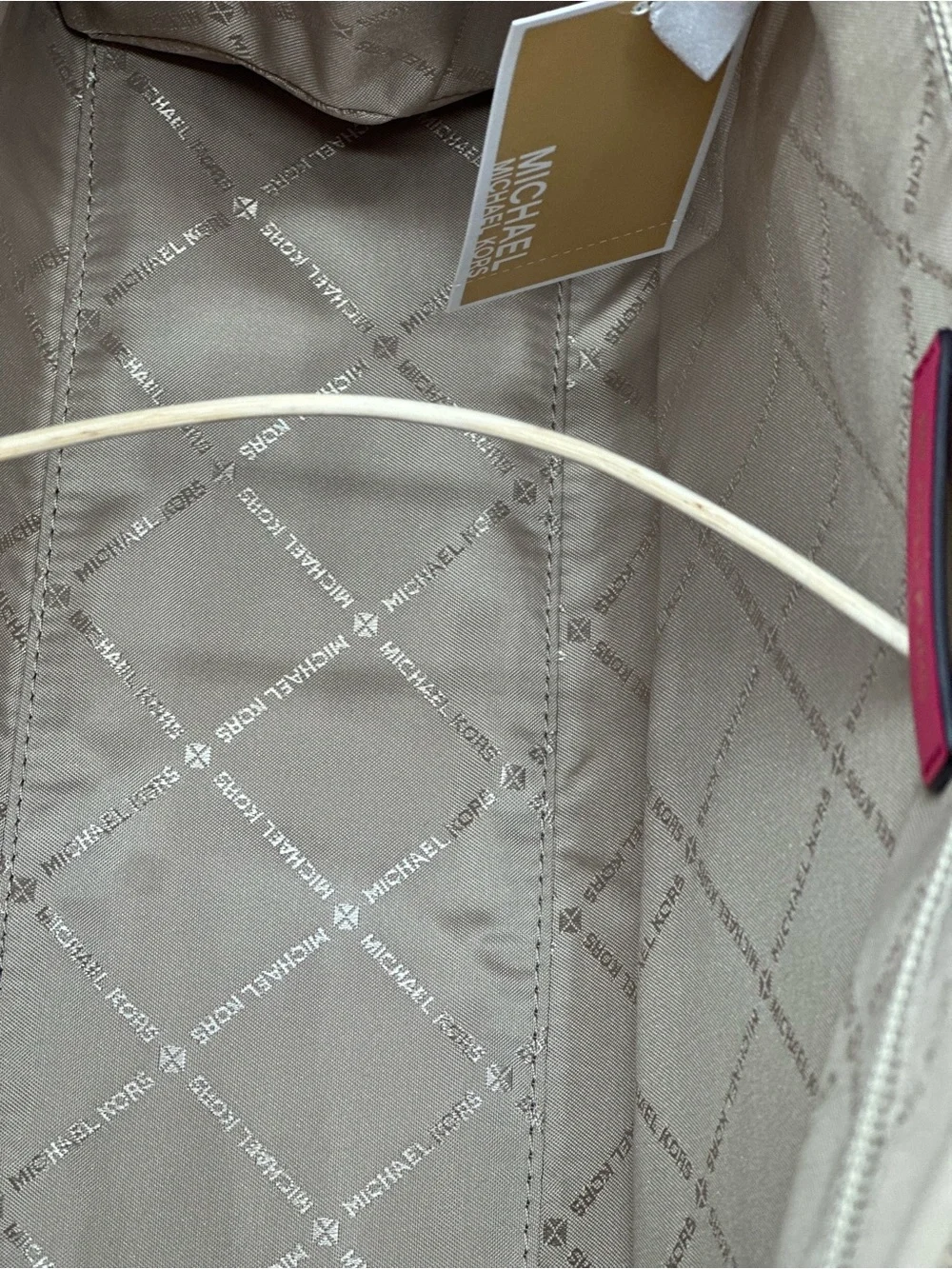 Michael Kors Hot Pink and Cream Leaf-Print Tote